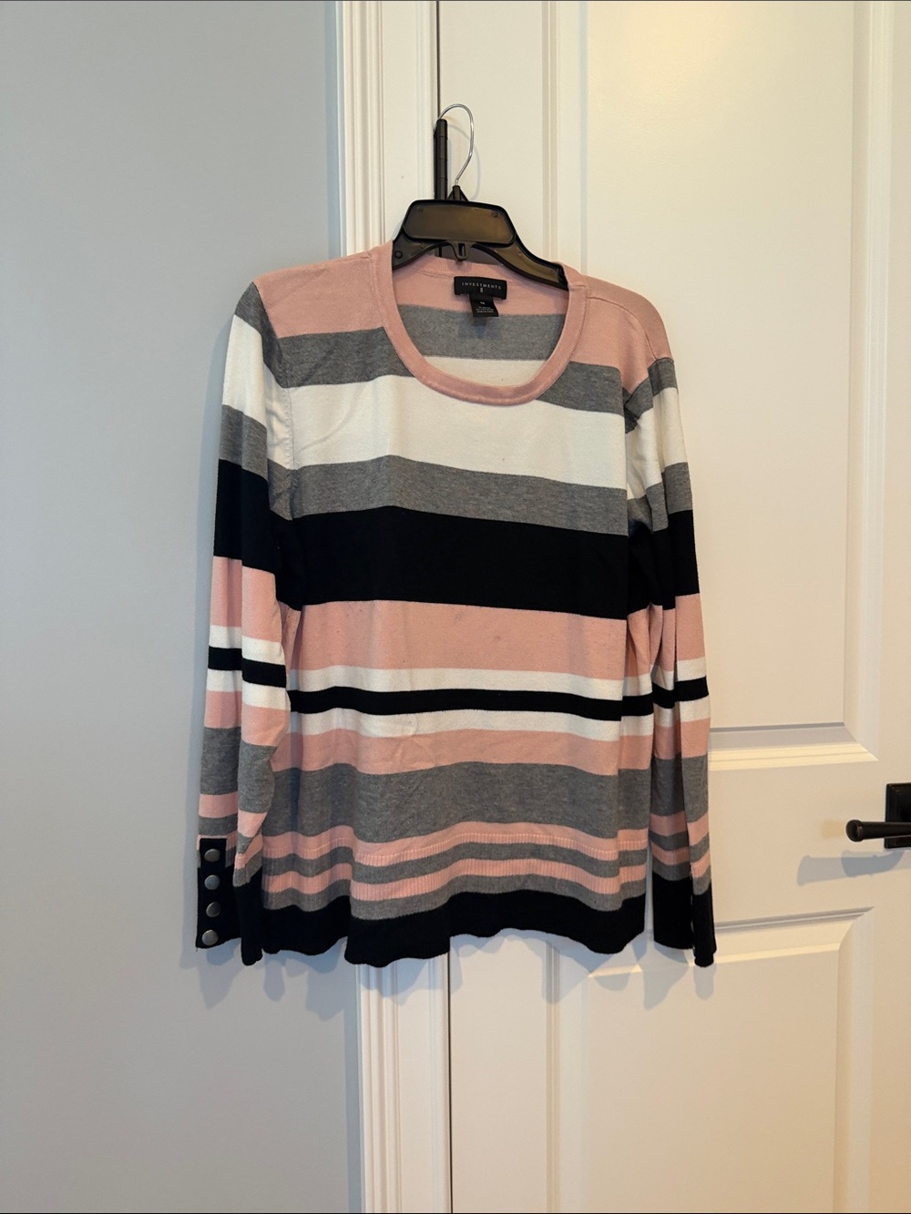 Investments Women's Striped Sweater in Pink, Gray, Black, White